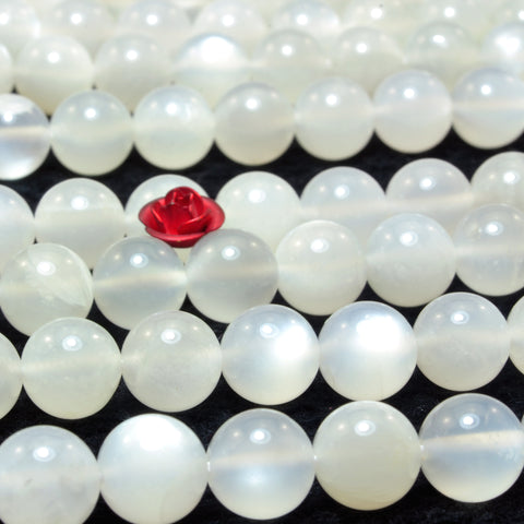 YesBeads Natural White Moonstone smooth loose round beads wholesale gemstone jewelry 6mm 8mm 15"