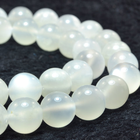 YesBeads Natural White Moonstone smooth loose round beads wholesale gemstone jewelry 6mm 8mm 15"