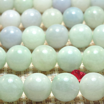 YesBeads Natural Burma Jade smooth round loose beads green gemstone wholesale jewelry 15"
