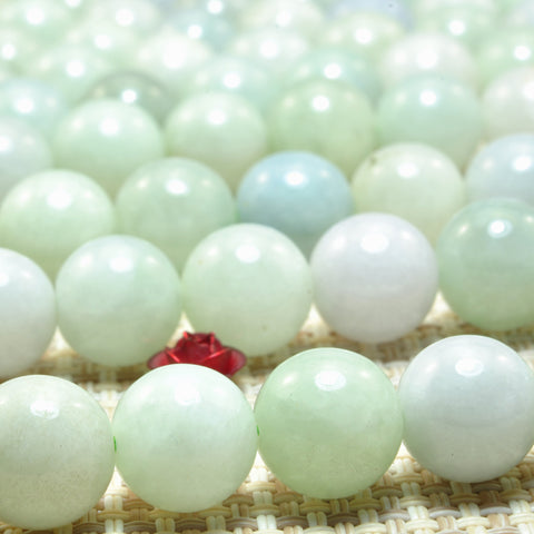 YesBeads Natural Burma Jade smooth round loose beads green gemstone wholesale jewelry 15"