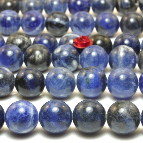 Natural Blue Sodalite smooth round loose beads gemstone wholesale jewelry making bracelet necklace diy