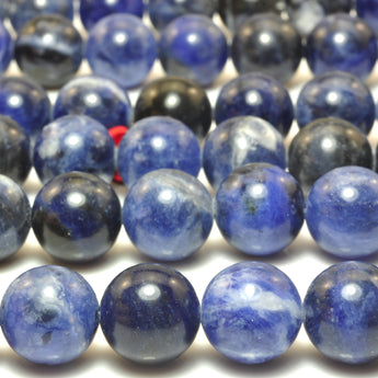 Natural Blue Sodalite smooth round loose beads gemstone wholesale jewelry making bracelet necklace diy