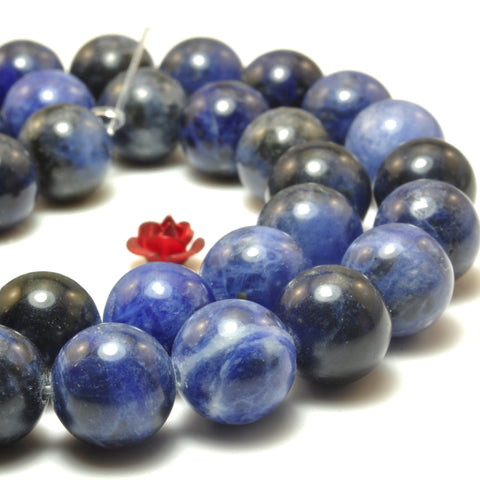 Natural Blue Sodalite smooth round loose beads gemstone wholesale jewelry making bracelet necklace diy