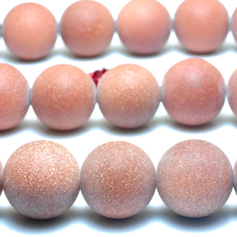 YesBeads Gold Sandstone Goldstone matte round beads gemstone wholesale jewelry 8mm-12mm 15"