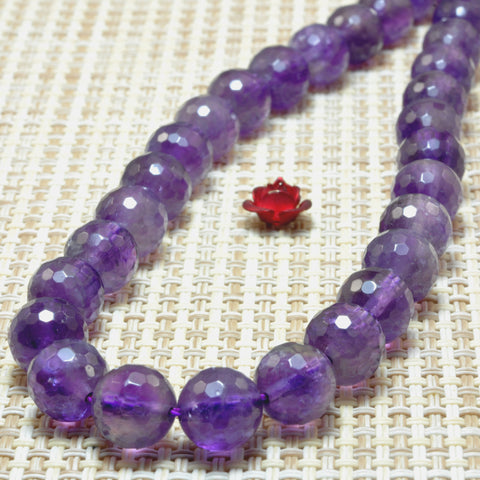 YesBeads Natural Amethyst A grade faceted round beads wholesale gemstone jewelry 4mm-10mm