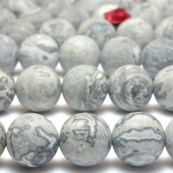 YesBeads Natural Picasso Jasper matte round beads gray map stone wholesale jewlery 6mm-12mm 15"