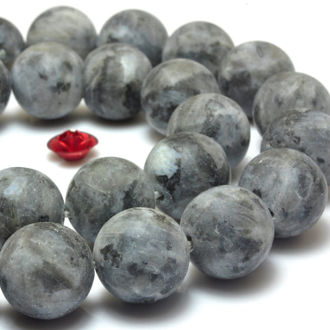 YesBeads Natural Black Labradorite matte round beads Larvikite stone wholesale gemstone jewelry 15"
