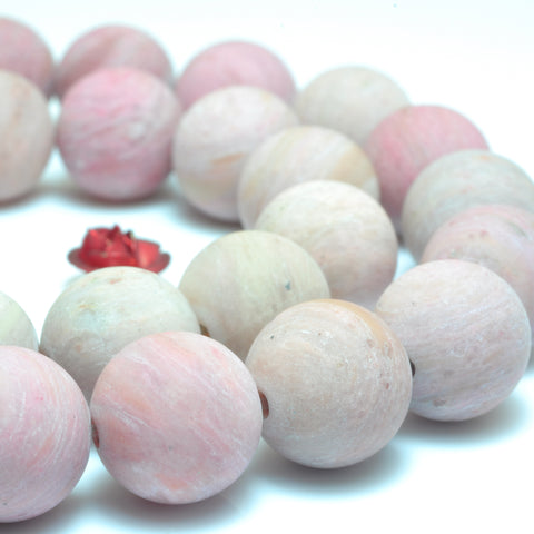 Natural Pink Rhodonite matte round loose beads wholesale gemstone jewelry making bracelet necklace diy