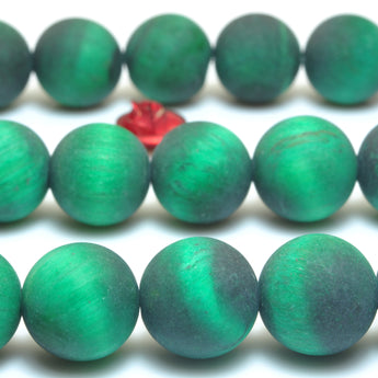 YesBeads Green Tiger Eye matte round beads wholesale gemstone jewelry making 15"