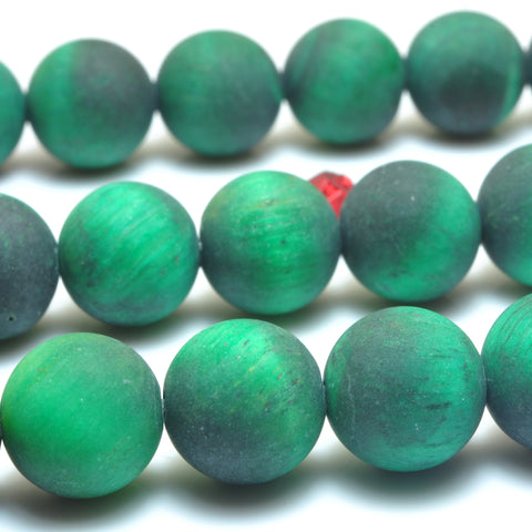 YesBeads Green Tiger Eye matte round beads wholesale gemstone jewelry making 15"