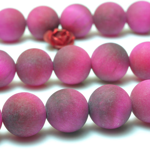 YesBeads Rose Red Tiger Eye matte round beads wholesale gemstone jewlery making 15"