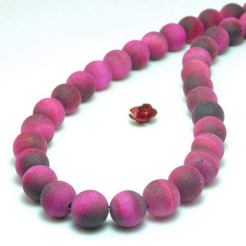 YesBeads Rose Red Tiger Eye matte round beads wholesale gemstone jewlery making 15"