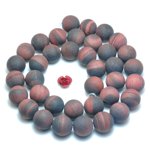 YesBeads Red Tiger Eye matte round beads wholesale gemstone jewelry making 15"