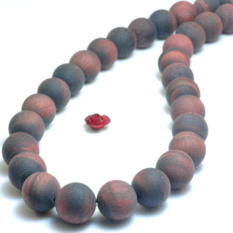 YesBeads Red Tiger Eye matte round beads wholesale gemstone jewelry making 15"