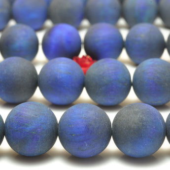 YesBeads Blue Tiger Eye matte round beads wholesale gemstone jewelry making 8mm-12mm 15"