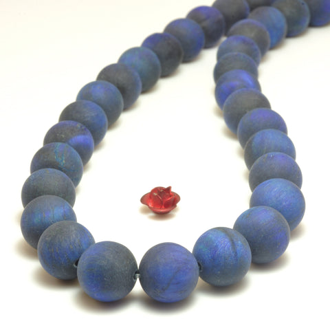 YesBeads Blue Tiger Eye matte round beads wholesale gemstone jewelry making 8mm-12mm 15"