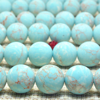 YesBeads Blue Turquoise Synthetic matte round beads wholesale gemstone jewelry 4mm-12mm 15"