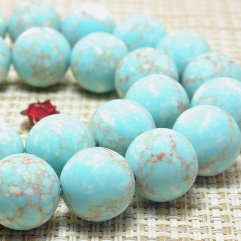 YesBeads Blue Turquoise Synthetic matte round beads wholesale gemstone jewelry 4mm-12mm 15"