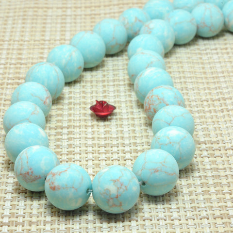 YesBeads Blue Turquoise Synthetic matte round beads wholesale gemstone jewelry 4mm-12mm 15"