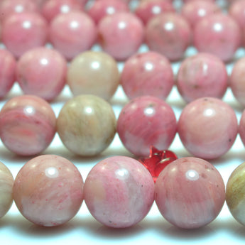 YesBeads Natural Pink Rhodonite smooth round beads wholesale gemstone jewelry 15"