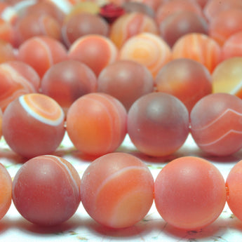YesBeads Red Banded Agate matte round loose beads wholesale gemstone jewelry 6mm-12mm 15"