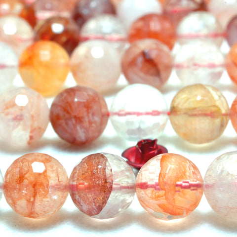 Natural Red Hematoid Quartz faceted round beads wholesale gemstone for jewelry making DIY bracelets necklace