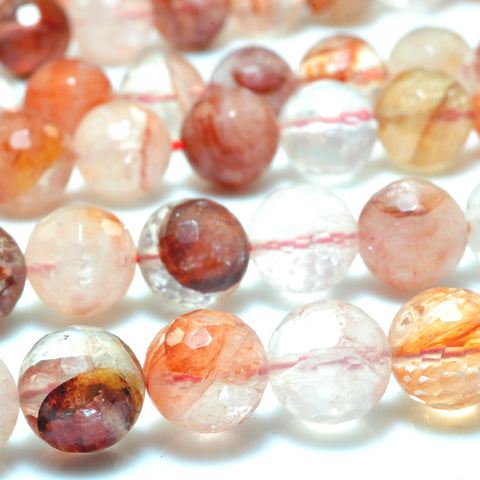 Natural Red Hematoid Quartz faceted round beads wholesale gemstone for jewelry making DIY bracelets necklace