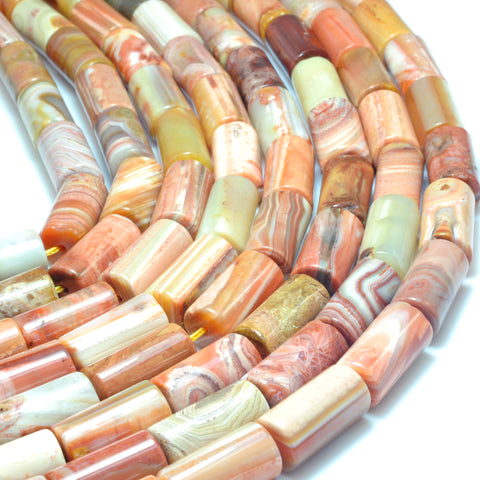 YesBeads Natural Red Botswana Agate smooth tube beads wholesale gemstone jewelry making 15"