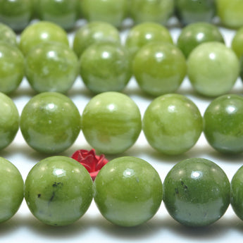 YesBeads Natural Green Jade smooth round beads wholesale gemstone jewelry making 6mm-12mm 15"