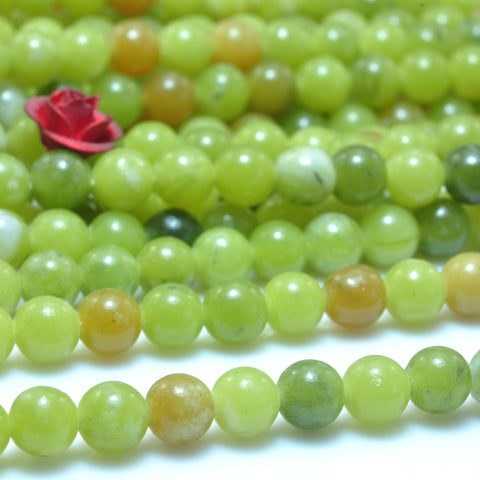 YesBeads Natural Green Jade smooth round beads wholesale gemstone jewelry making 4mm 15"