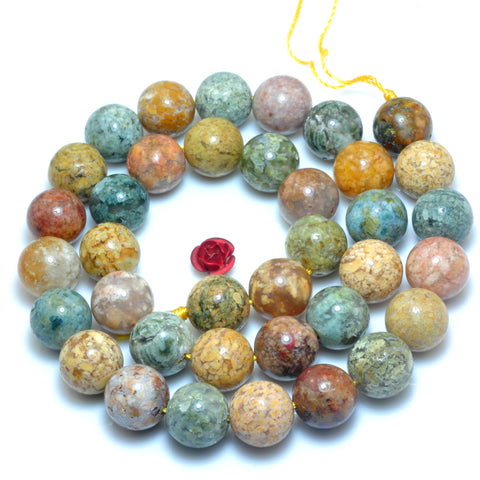 YesBeads Natural Rainbow Agate smooth round beads wholesale gemstone jewelry making 15"