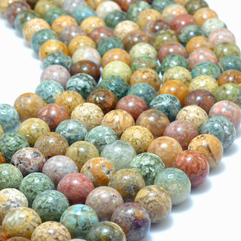 YesBeads Natural Rainbow Agate smooth round beads wholesale gemstone jewelry making 15"