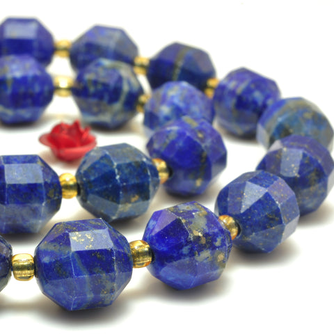YesBeads Natural Lapis Lazuli faceted double terminated point beads wholesale gemstone jewelry  15"
