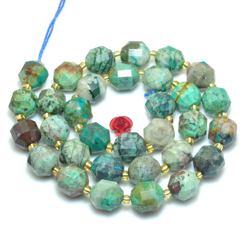 YesBeads Natural Chrysocolla faceted double terminated point beads wholesale gemstone jewelry making 15"