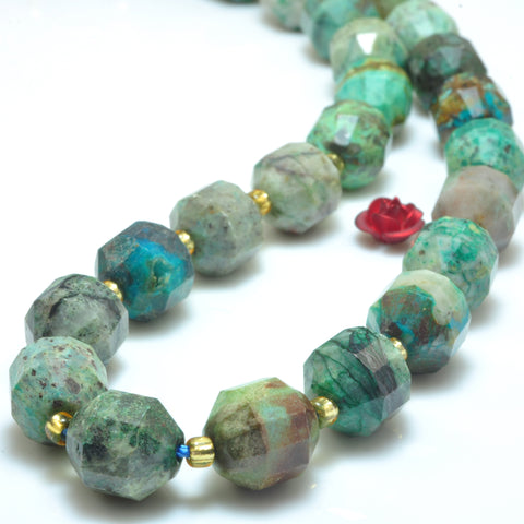 YesBeads Natural Chrysocolla faceted double terminated point beads wholesale gemstone jewelry making 15"