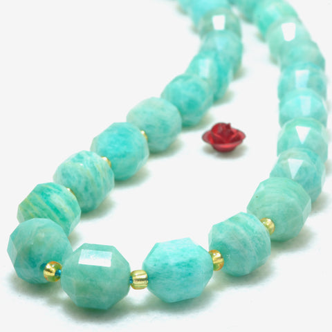 YesBeads Natural Amazonite faceted double terminated point beads wholesale gemstone jewelry making 15"