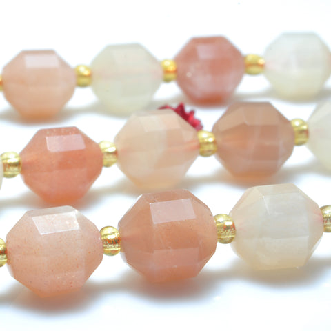 YesBeads Natural Rainbow Moonstone A grade faceted double terminated point beads wholesale gemstone jewelry 15"