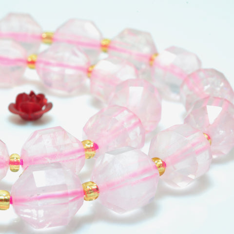 YesBeads Natural Brazil Rose Quartz faceted double terminated point beads wholesale gemstone jewelry making 15"