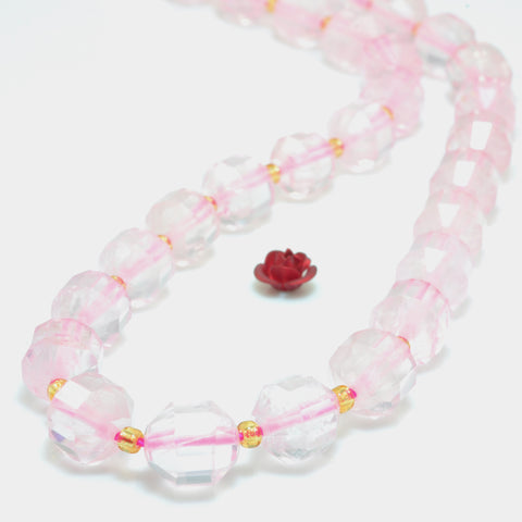 YesBeads Natural Brazil Rose Quartz faceted double terminated point beads wholesale gemstone jewelry making 15"