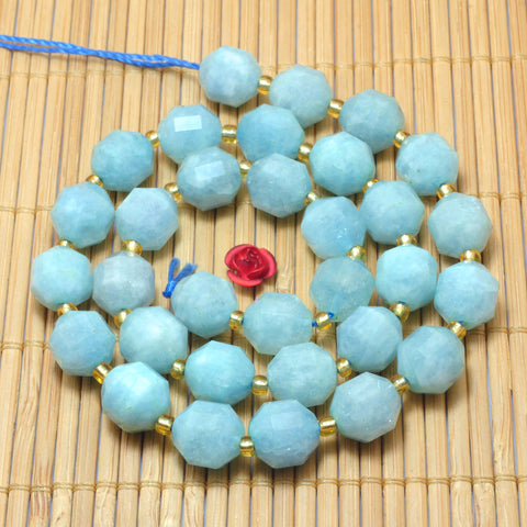 YesBeads Natural Blue Aquamarine faceted double terminated point beads wholesale gemstone jewelry making 15"