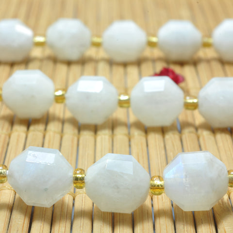 YesBeads Natural Rainbow Moonstone faceted double terminated point beads wholesale gemstone jewelry making 15"