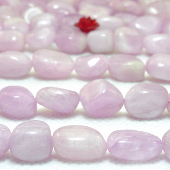 YesBeads Natural Kunzite purple pink smooth pebble chip beads wholesale gemstone jewelry making 15"