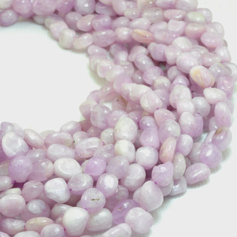 YesBeads Natural Kunzite purple pink smooth pebble chip beads wholesale gemstone jewelry making 15"