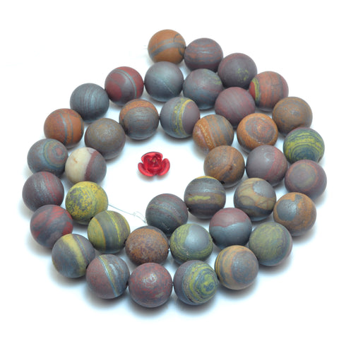 YesBeads Natural Red Tiger Iron matte round beads wholesale gemstone jewelry making 15"