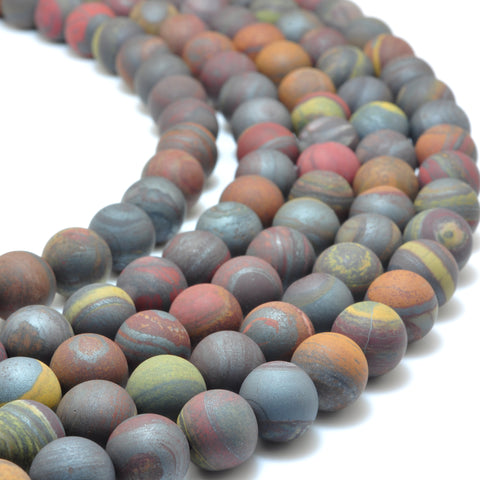YesBeads Natural Red Tiger Iron matte round beads wholesale gemstone jewelry making 15"