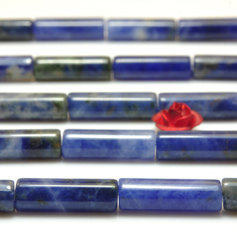 YesBeads Natural Blue Sodalite smooth tube beads gemstone wholesale jewelry making 4x13mm 15"