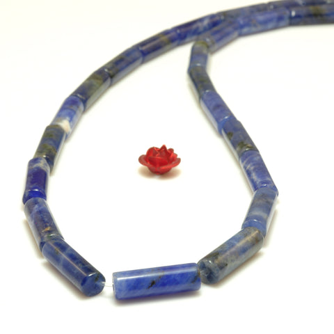YesBeads Natural Blue Sodalite smooth tube beads gemstone wholesale jewelry making 4x13mm 15"
