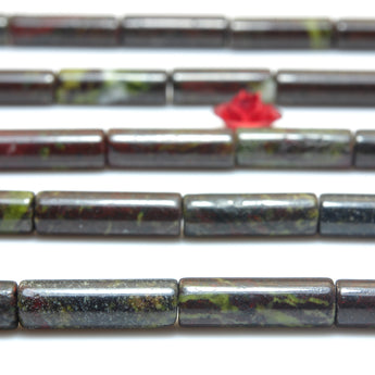 Natural Dragon Bloodstone smooth tube beads gemstone wholesale jewelry making 4x13mm 15"