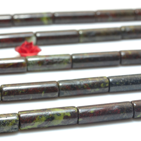 Natural Dragon Bloodstone smooth tube beads gemstone wholesale jewelry making 4x13mm 15"