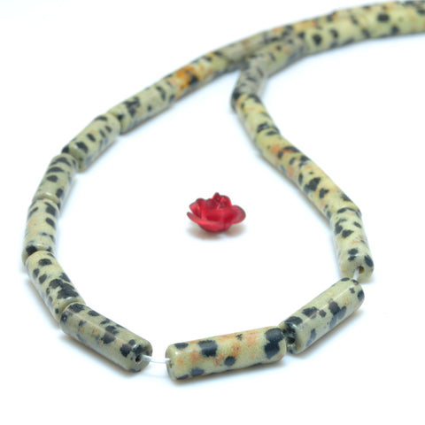 YesBeads Natural Dalmatian Jasper smooth tube beads gemstone wholesale jewelry making 15"